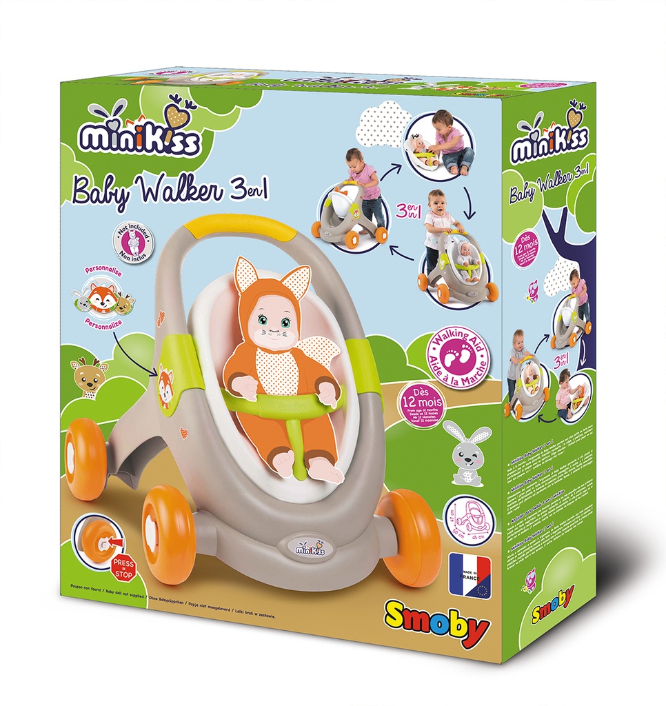 MINIKISS 3 IN 1 ANIMAL BABY WALKER