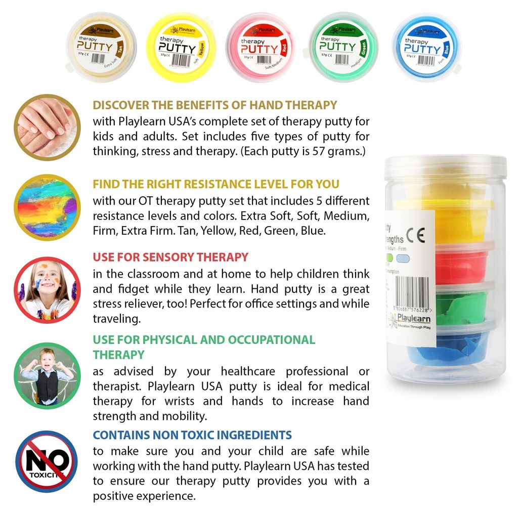 THERAPY PUTTY ( 5 Colours - 5 Strengths )