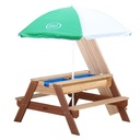 NICK SAND/WATER PICNIC TABLE BROWN/WHITE with UMBRELLA