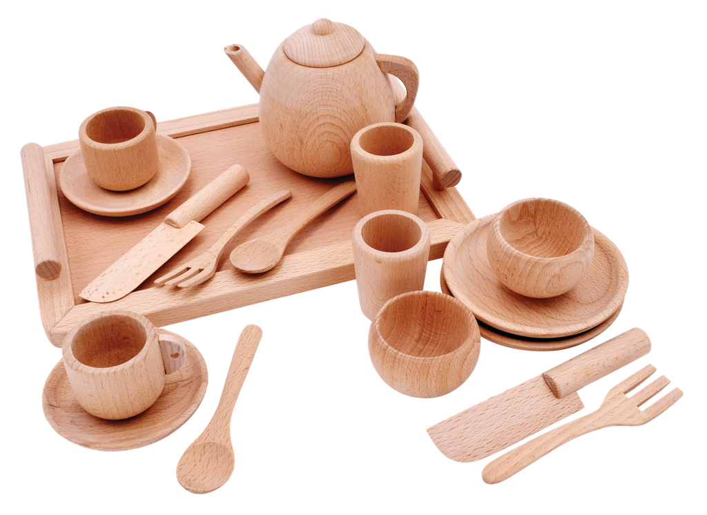 WOODEN TEA SET 18PCS