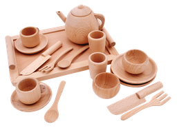 [4036-1010] WOODEN TEA SET 18PCS